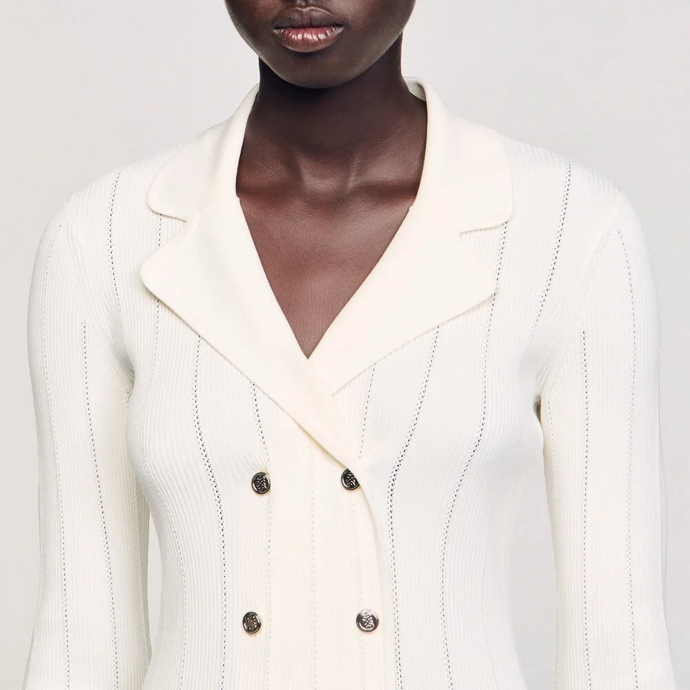 NWT Sandro Olympe Knit Maxi Dress $282 at Sandro/Bloomingdales—collar dirt marks - Picture 3 of 14